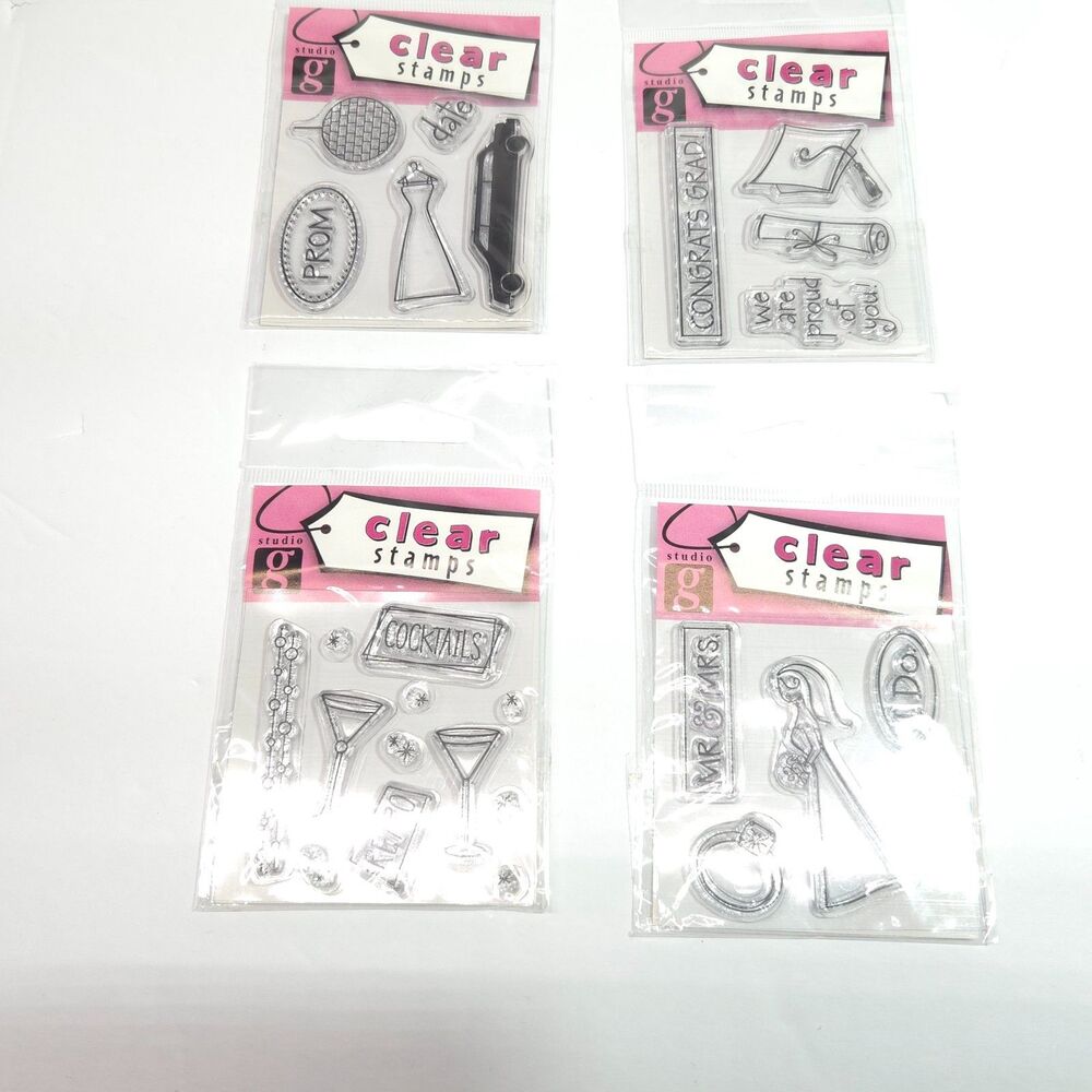 Studio G Clear Stamps Lot 4 Celebration Set Prom Grad Wedding Party